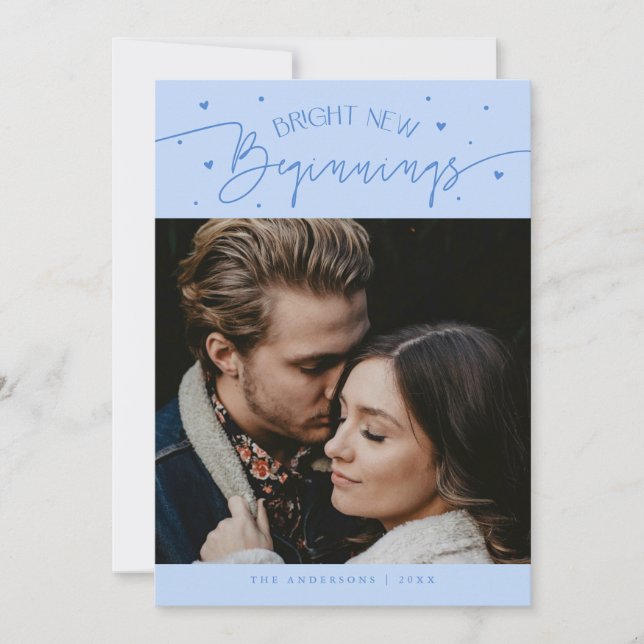 Cartão De Festividades Bright Beginnings New Year Icy Blue Photo  (Frente)