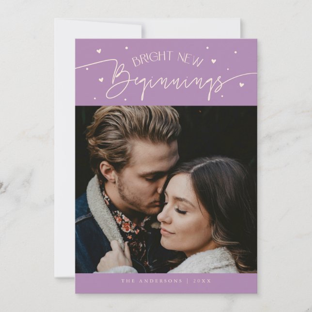 Cartão De Festividades Bright Beginnings New Year Lilac Photo  (Frente)