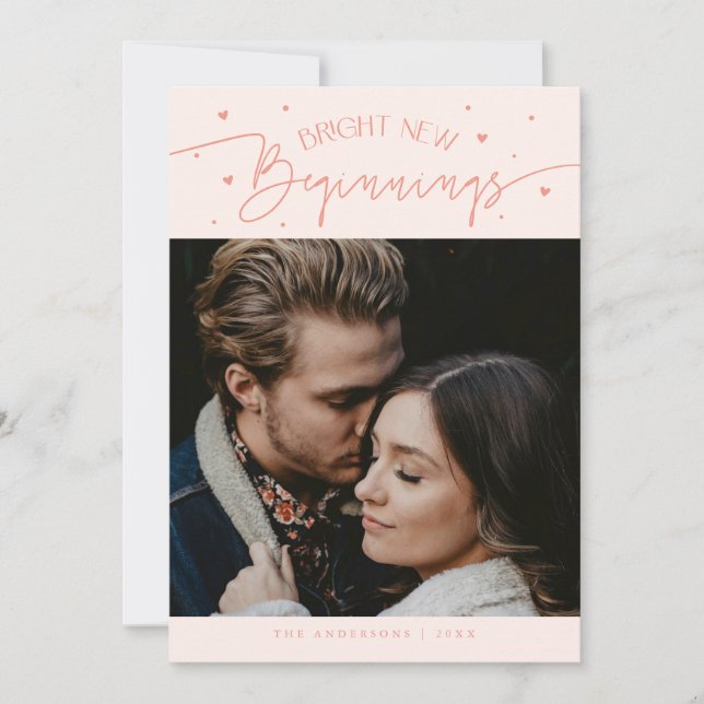 Cartão De Festividades Bright Beginnings New Year Peach Photo  (Frente)