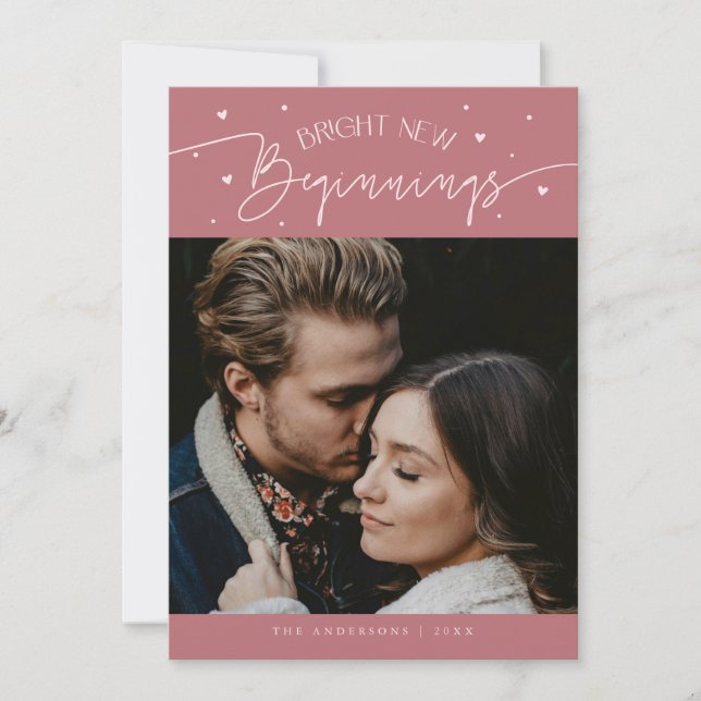 Cartão De Festividades Bright Beginnings New Year Pink Photo  (Frente)