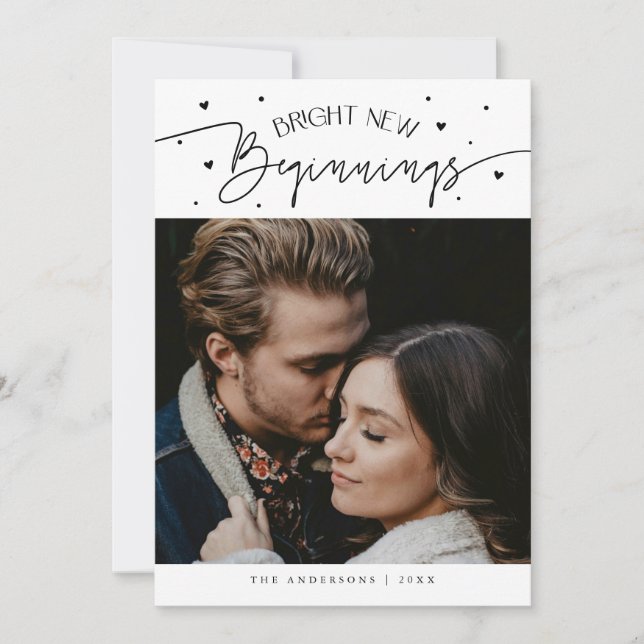 Cartão De Festividades Bright Beginnings New Year White Photo  (Frente)