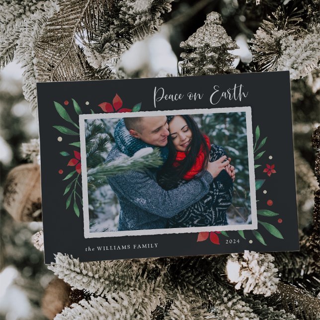 Cartão De Festividades Bright Boughs | Peace On Earth Photo (Criador carregado)