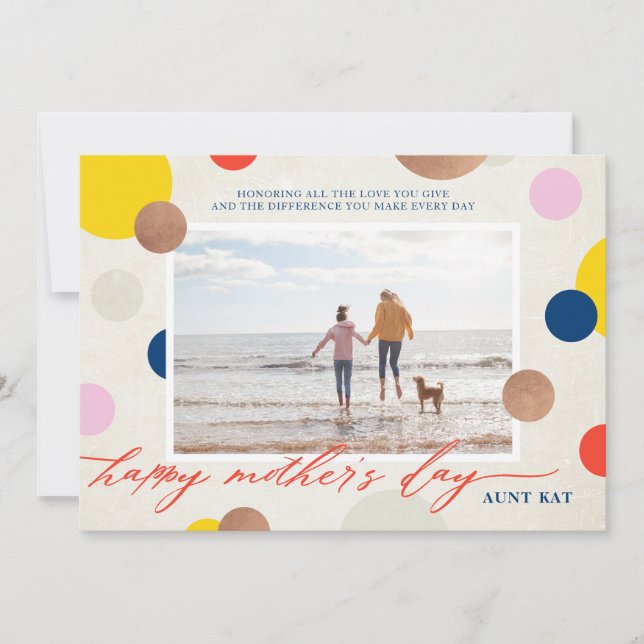 Cartão De Festividades Bright Dots Happy Mother's Day Aunt Photo (Frente)