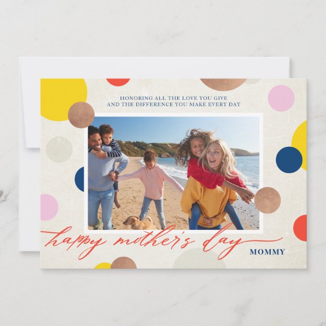 Cartão De Festividades Bright Dots Happy Mother's Day Mommy Photo (Frente)