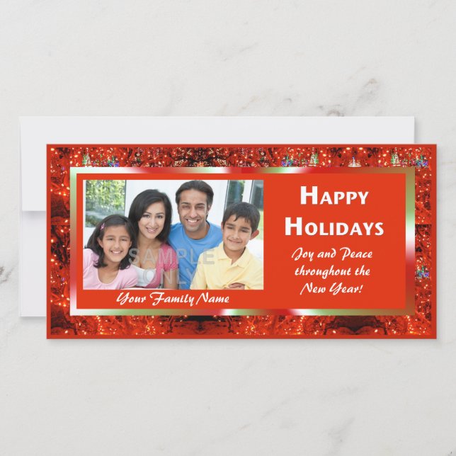 Cartão De Festividades Bright Holiday Lights Photo Card (Frente)
