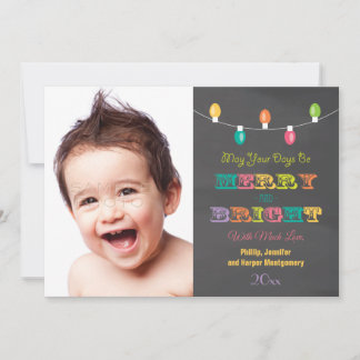 Cartão De Festividades Bright LIghts Chalkboard Holiday Photo Card