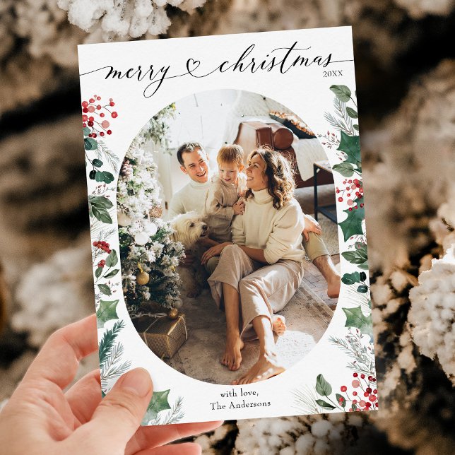 Cartão De Festividades Bright Red Felry Natal 1 Foto (Criador carregado)