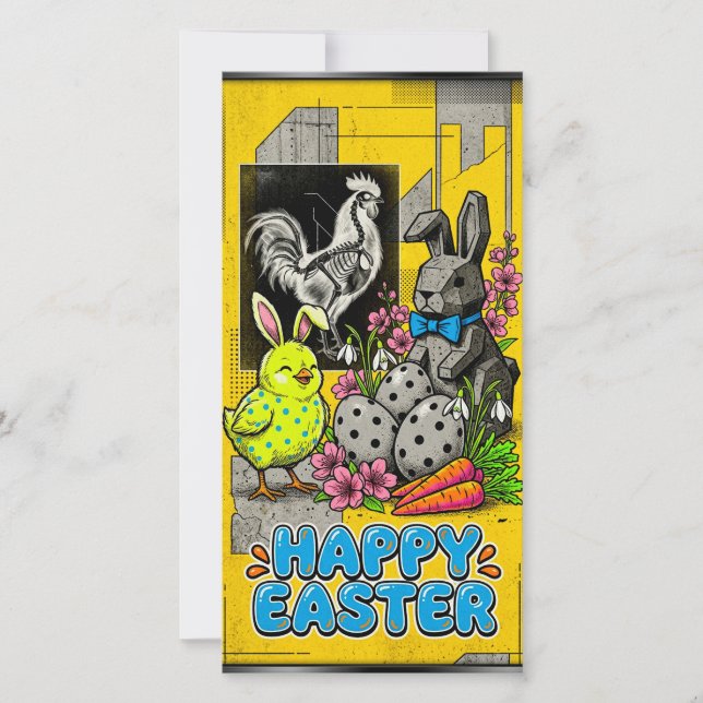Cartão De Festividades Bright retro card celebrating Easter  (Frente)