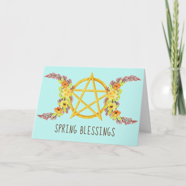 Cartão De Festividades Bright Yellow Rose Spring Triple Moon Pentacle (Frente)