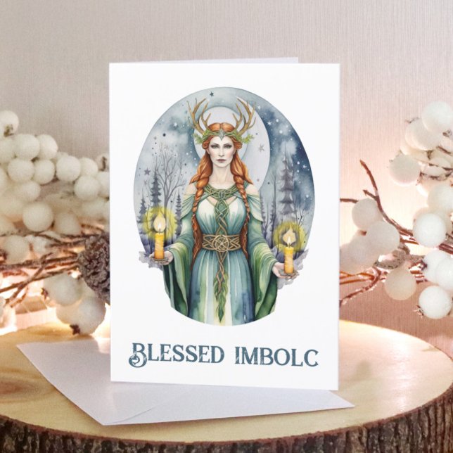 Cartão De Festividades Brigid Imbolc Candlemas Floresta Celta (Brigid Imbolc Candlemas Forest Celtic Wiccan Holiday Card)