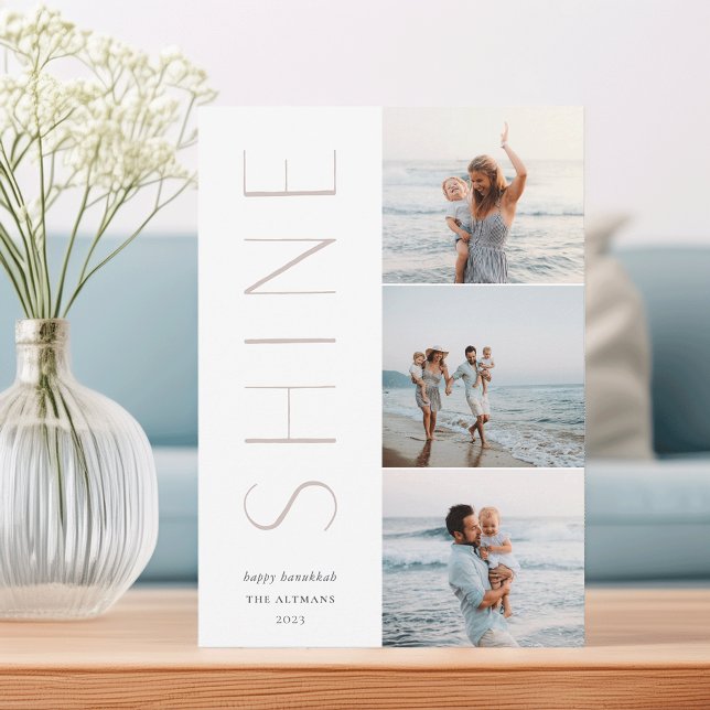 Cartão De Festividades Brilhar | Colagem de Fotos Moderna 3 Hanukkah (Criador carregado)