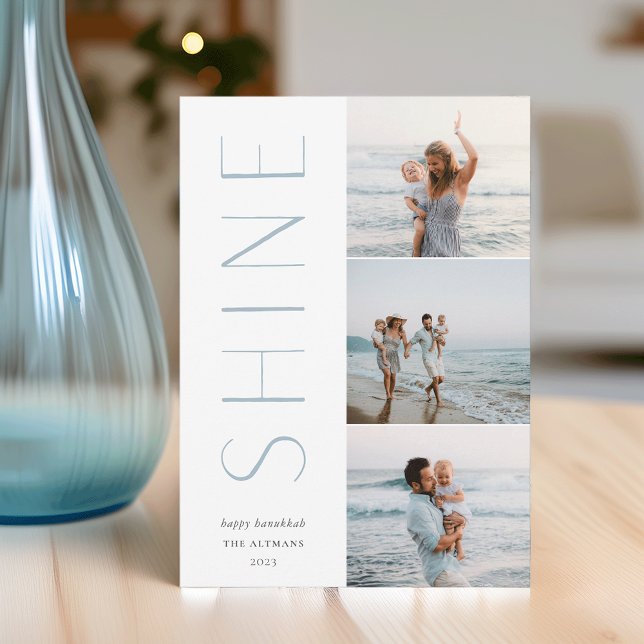 Cartão De Festividades Brilhar | Colagem de Fotos Moderna 3 Hanukkah (Criador carregado)
