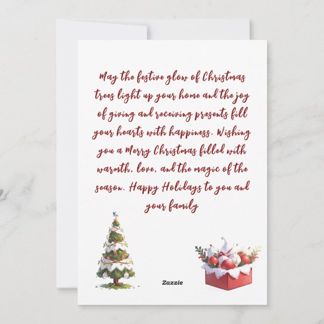 Cartão De Festividades Brilho da Árvore & Presentes (Verso)