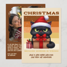 Cartão De Festividades Brilho de Pão de Mel Gato Divertido Foto de Natal