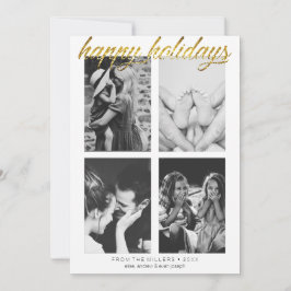 Cartão De Festividades Brilho dourado simples Foto editável Feriado