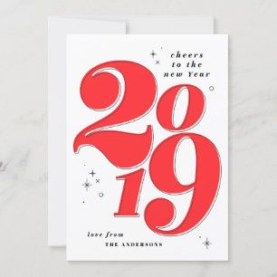 Cartão De Festividades Brinde ao ano novo ousado 2019