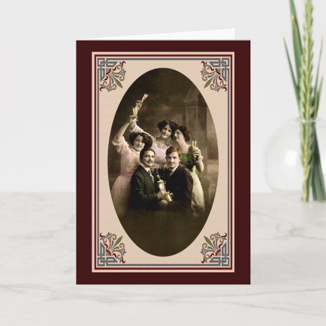 Cartão De Festividades Brinde do feliz ano novo (Frente)