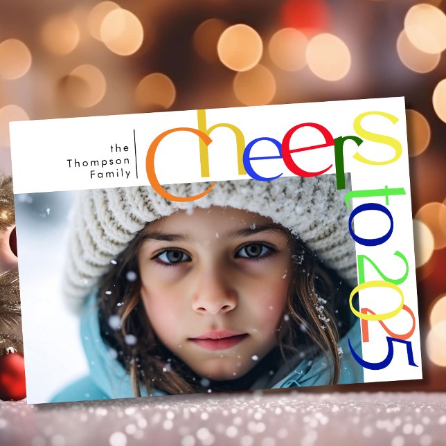 Cartão De Festividades Brinde para 2025 foto divertida (Criador carregado)