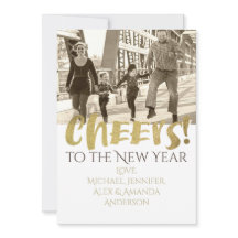 Brinde para o Ano Novo Foto Dourada e Branca