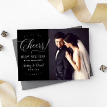Brinde Prata Preto Recém-Casados Foto Ano Novo