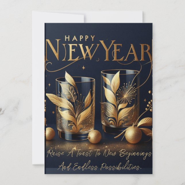 Cartão De Festividades Brindemos ao Ano Novo! (Frente)