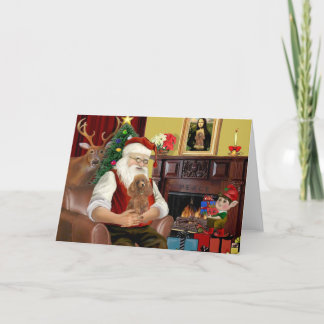Cartão De Festividades Brinquedo Damasco do Papai Noel /Poodle Miniatura