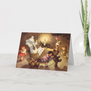 Cartão De Festividades Brinquedos natais vintages, Bonecas Dançantes, Urs