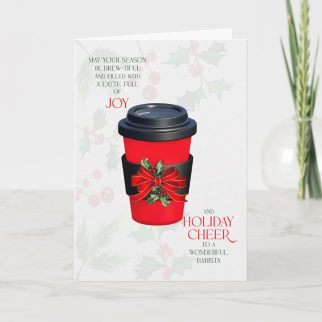 Cartão De Festividades Brista Latte Full of Joy Coffee Cup Seasonal Cheer (Frente)