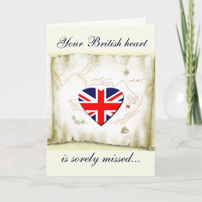 Cartão De Festividades British Flag Heart/missing you+militar (Frente)