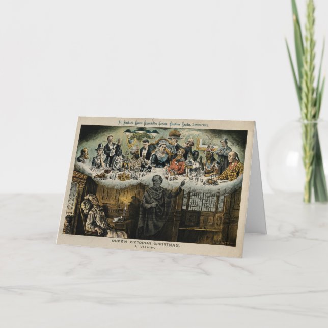 Cartão De Festividades British Scrooge Queen Victoria Christmas Dinner (Frente)