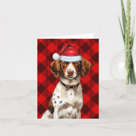 Cartão De Festividades Brittany Spaniel Natal Cão Vermelho Xadrez Natal