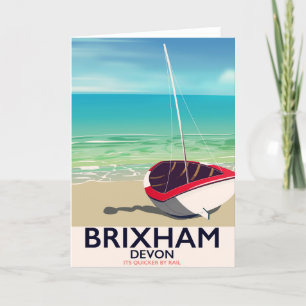 Cartão De Festividades Brixham beach Devon vintage travel poster