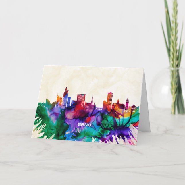 Cartão De Festividades Brno Skyline (Frente)