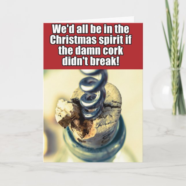 Cartão De Festividades Broken Cork Christmas Joke Card (Frente)