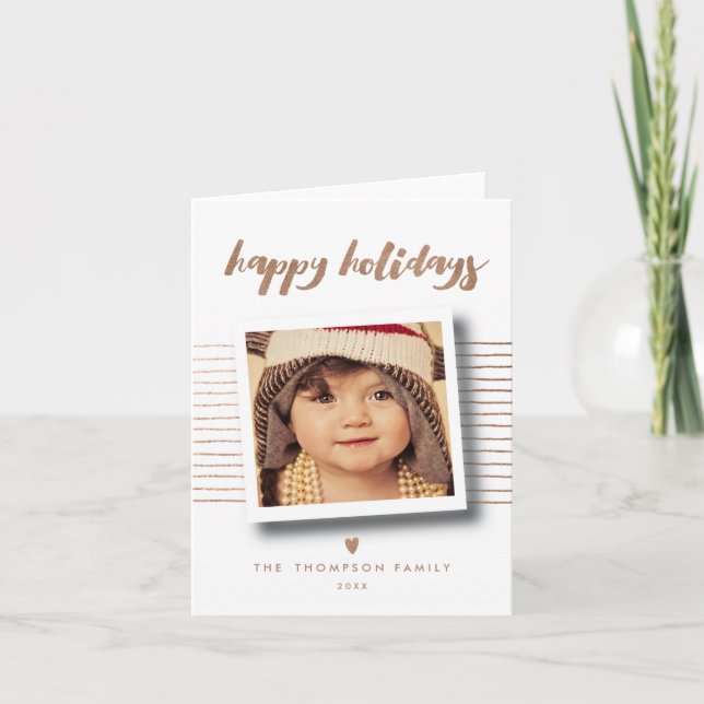 Cartão De Festividades Bronze Happy Holidays Christmas Photo Greeting (Frente)
