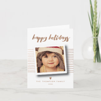 Cartão De Festividades Bronze Happy Holidays Christmas Photo Greeting