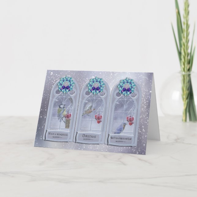 Cartão De Festividades Brother & Sister-in-Law Garden Birds Christmas Win (Frente)