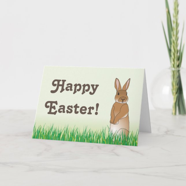 Cartão De Festividades Brown Easter Bunny Greeting Card (Frente)