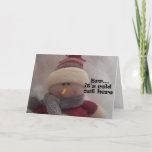 Cartão De Festividades Brr...Snowman Greeting Cards<br><div class="desc">I can't think of a cuter Christmas card than this. Mr. Snowman wants to wish you warm holidays.</div>