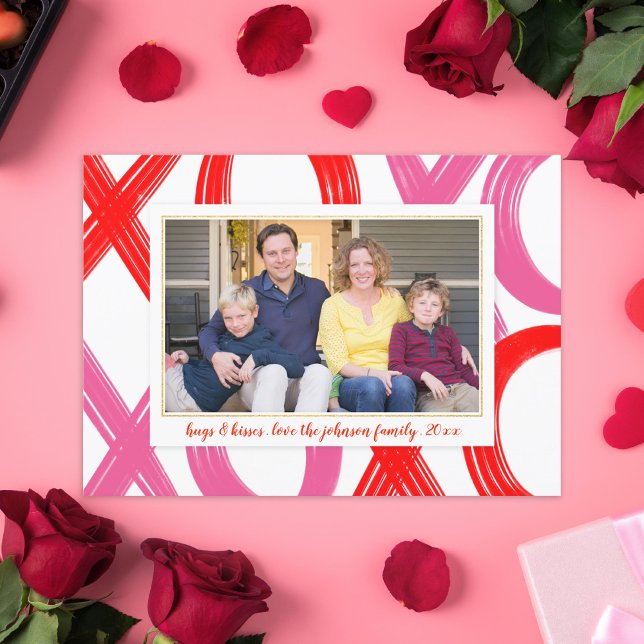 Cartão De Festividades Brushed Lettering XOXO Hugs and Kisses Valentine (Criador carregado)