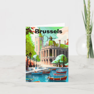 Cartão De Festividades Brussels Travel Art postcard, Belgium Travel Art, 