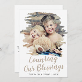 Cartão De Festividades Bruted Tan Contando Nossas Bênçãos Ano Em Revisão