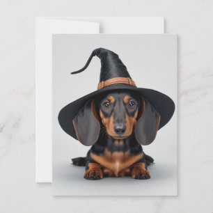 Cartão De Festividades Bruxa Dachshund Fofa