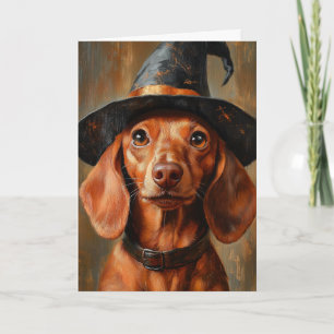 Cartão De Festividades Bruxa Dachshund Halloween