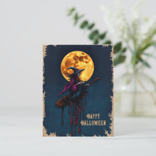 Cartão De Festividades bruxa de Halloween em vassoura