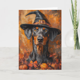 Cartão De Festividades Bruxa Doberman Halloween