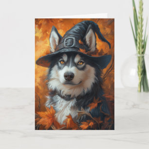 Cartão De Festividades Bruxa Husky Halloween