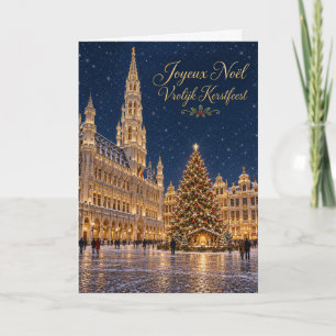 Cartão De Festividades Bruxelas Grand-Place Feliz Natal Kerstfeest