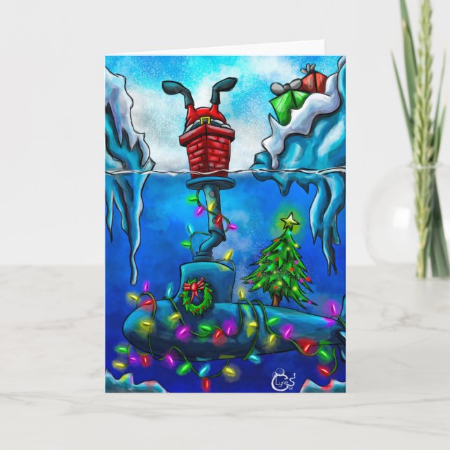 Cartão De Festividades Bubblehead Christmas Card (Frente)