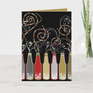 Cartão De Festividades Bubbly Bottles New Year's Eve Holiday Party Invite